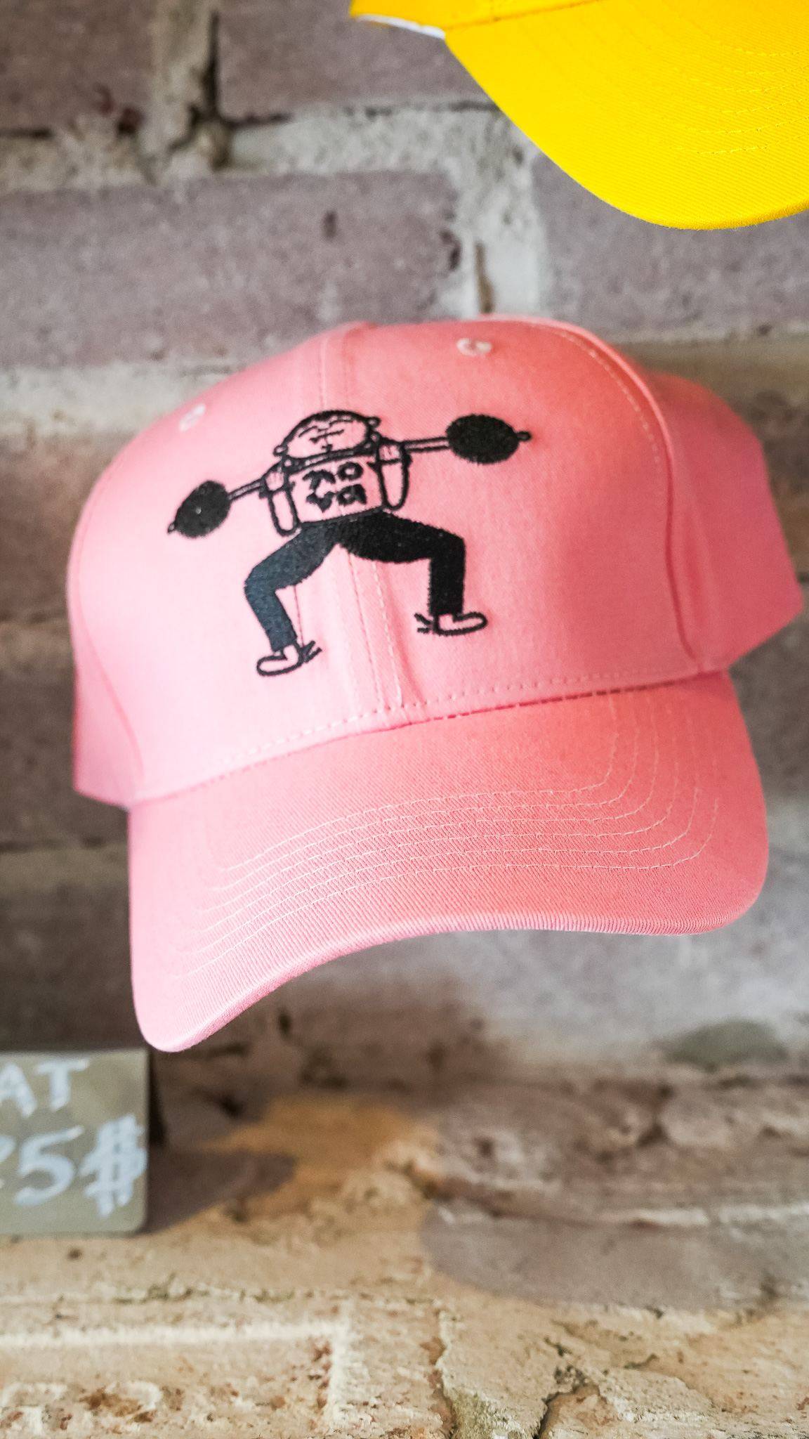 Caps with our weightlifting mascot