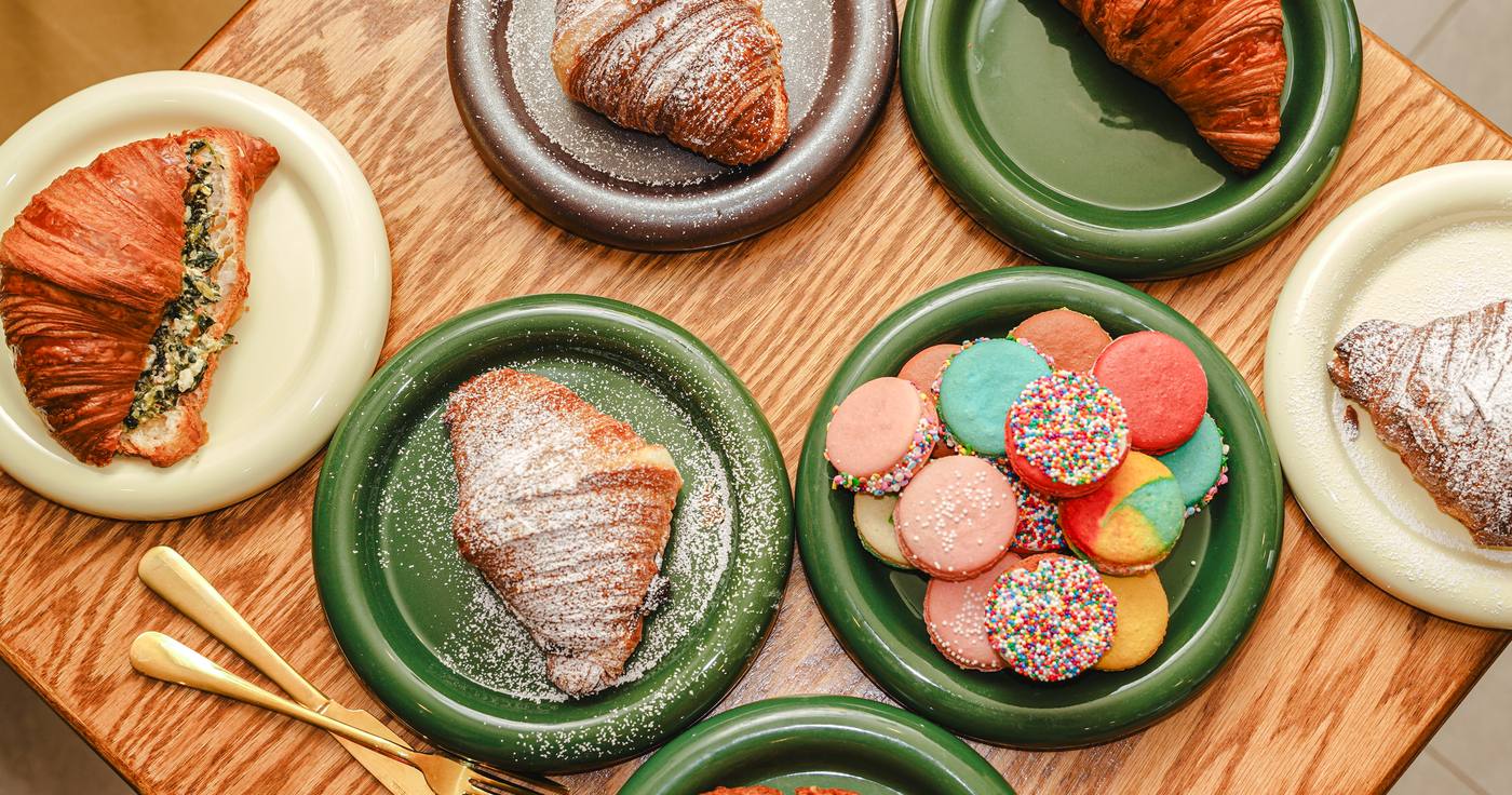 Fresh croissants and pastries laid out at Nova Cafe