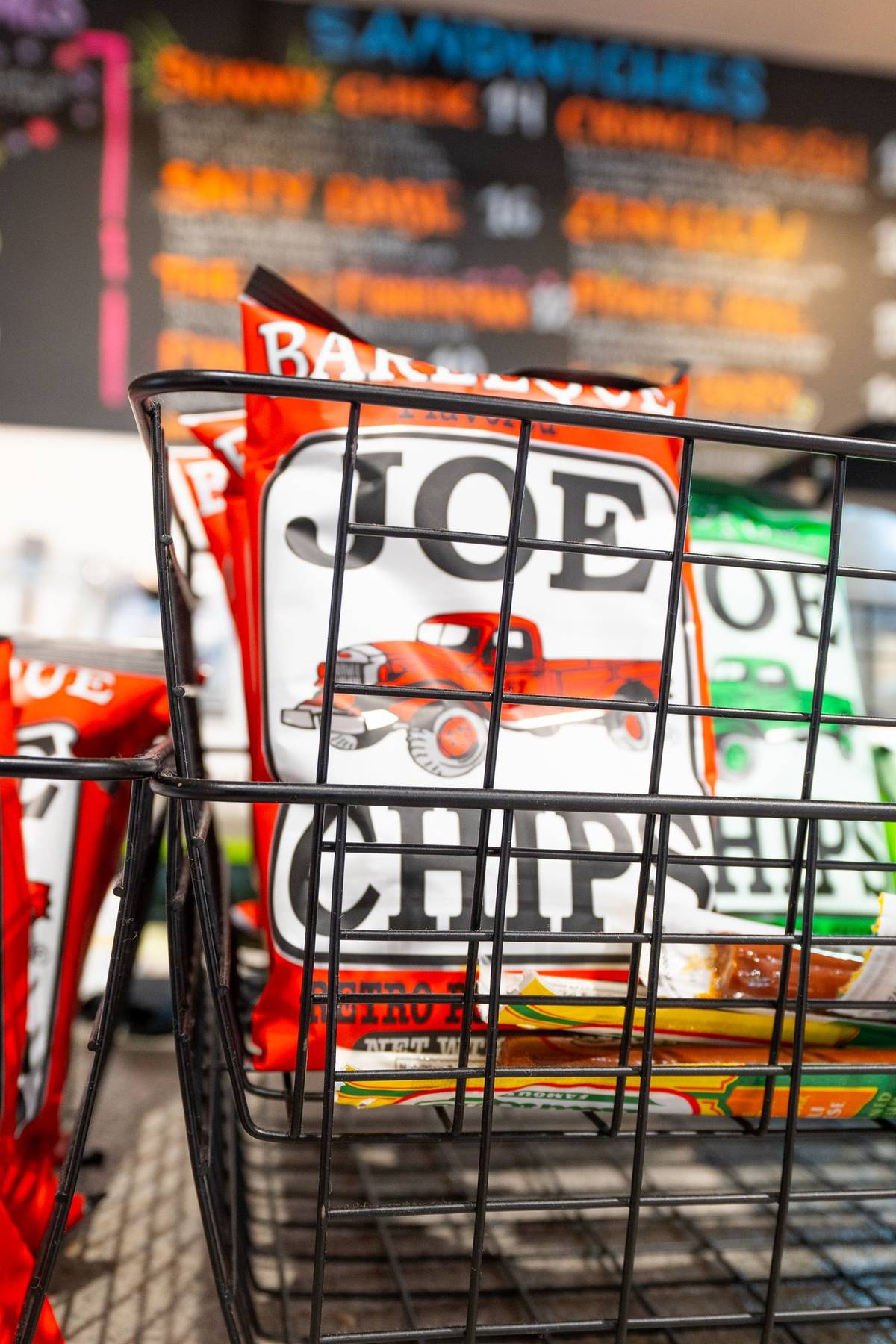 Retro potato chips, ready to grab